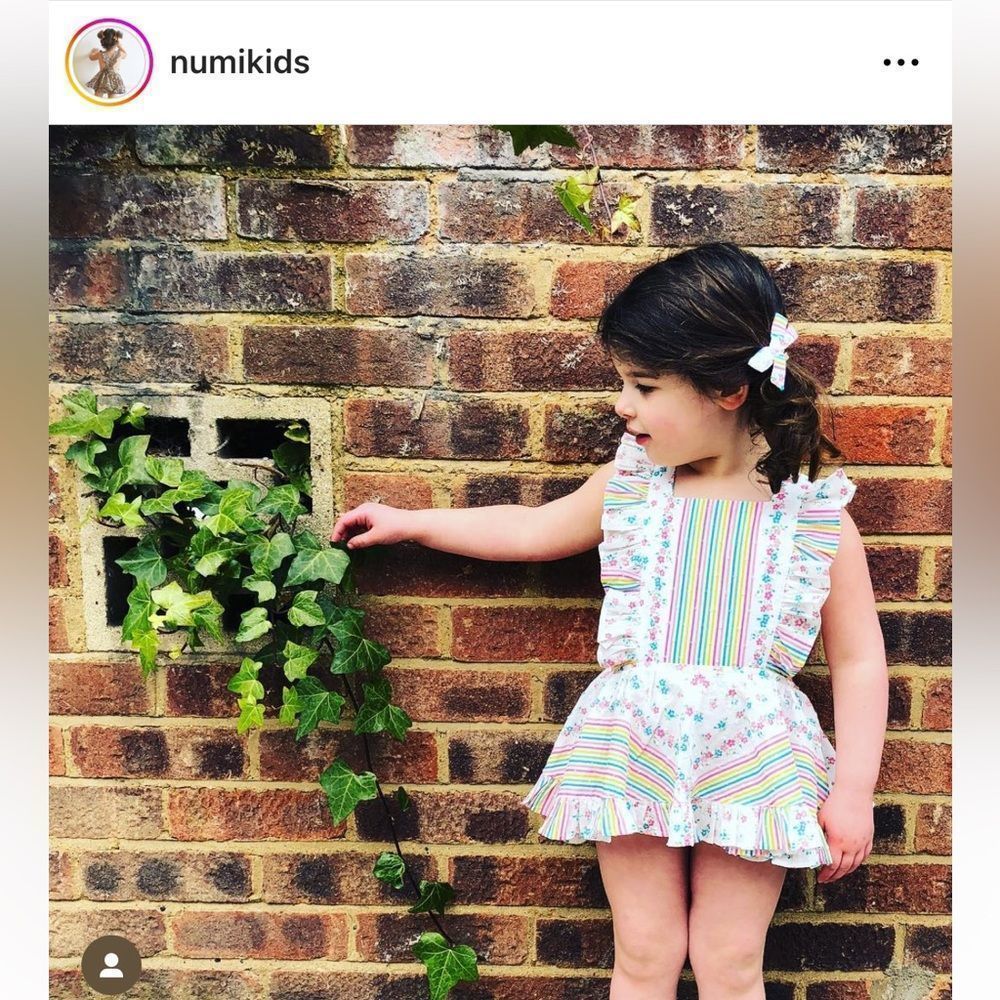 Numi Kids Rainbow Stripe Floral Dress